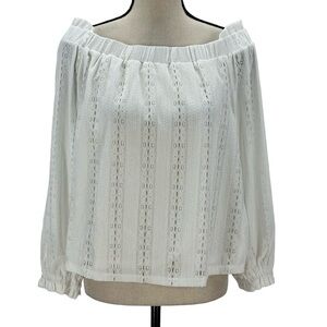 INC Long Sleeve Off The Shoulder Blouse - Washed White - size Medium
